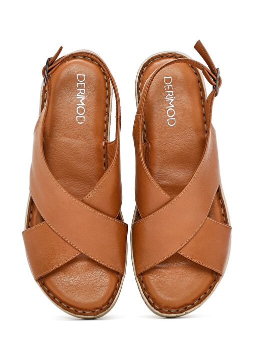 Kadın Taba Arkadan Bağlamalı Deri Comfort Sandalet 25SFD410318 - Görsel 8