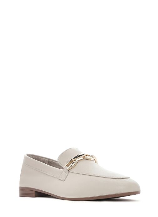 Kadın Bej Tokalı Deri Loafer 25SFD351518 - Görsel 7