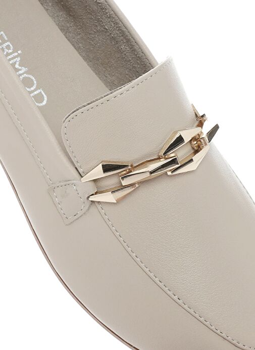 Kadın Bej Tokalı Deri Loafer 25SFD351518 - Görsel 9