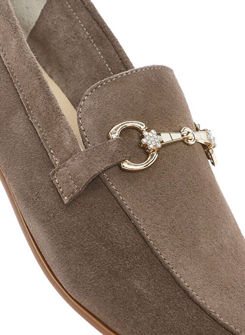 Derimod Derimod Kadın Vizon Tokalı Süet Deri Loafer 25SFD351610 | Boyner Vizon - 9. görsel