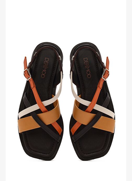 Kadın Çok Renkli Tokalı Deri Sandalet 25SFD130718 - Görsel 8