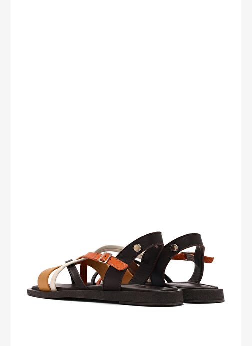 Kadın Çok Renkli Tokalı Deri Sandalet 25SFD130718 - Görsel 6