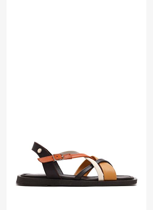 Kadın Çok Renkli Tokalı Deri Sandalet 25SFD130718 - Görsel 2