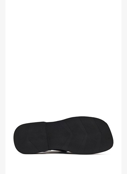 Kadın Siyah Bantlı Deri Sandalet 25SFD130818 - Görsel 5