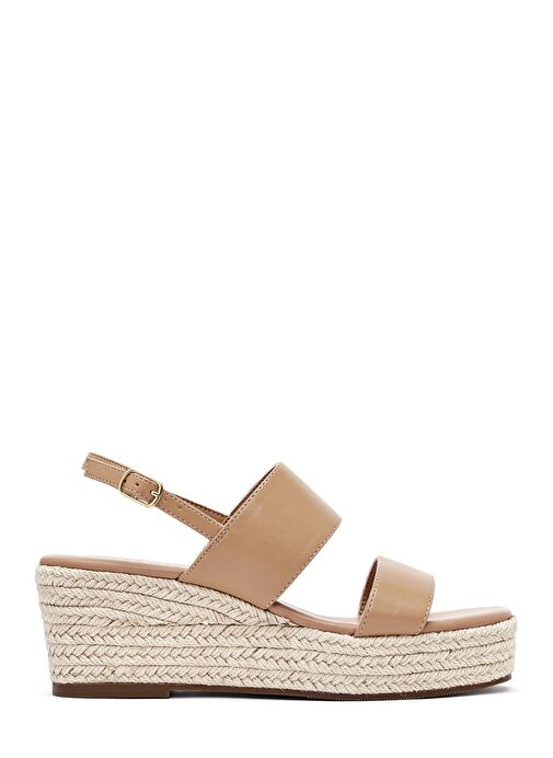 Kadın Vizon Bilekten Tokalı Dolgu Topuklu Espadril Sandalet 25SFE482118 - Görsel 2