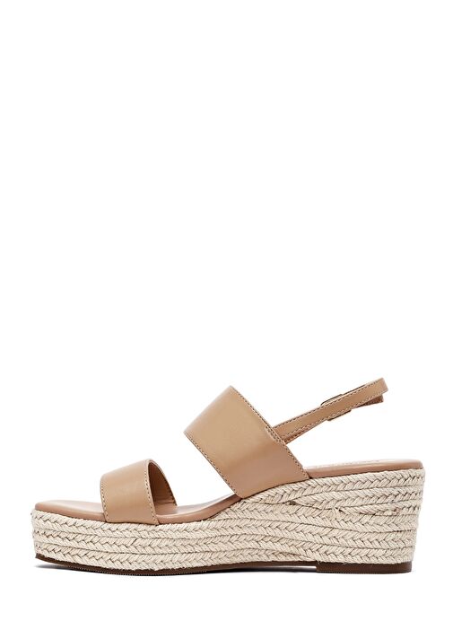 Kadın Vizon Bilekten Tokalı Dolgu Topuklu Espadril Sandalet 25SFE482118 - Görsel 5