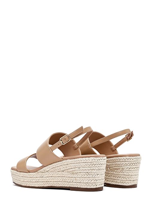 Kadın Vizon Bilekten Tokalı Dolgu Topuklu Espadril Sandalet 25SFE482118 - Görsel 7