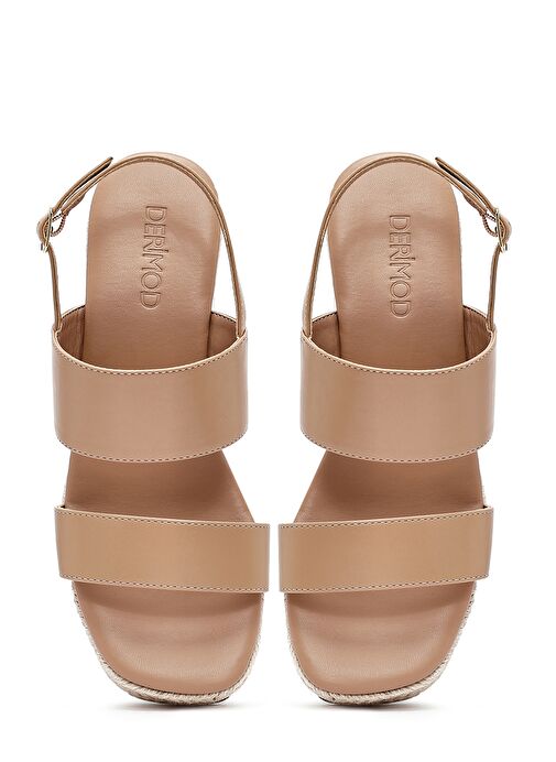 Kadın Vizon Bilekten Tokalı Dolgu Topuklu Espadril Sandalet 25SFE482118 - Görsel 9