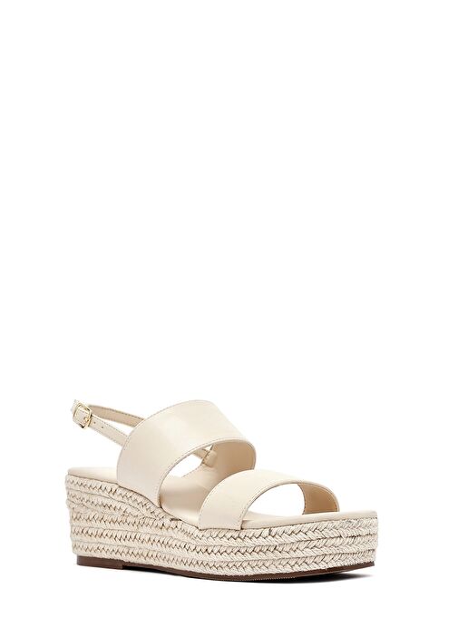 Kadın Bej Bilekten Tokalı Dolgu Topuklu Espadril Sandalet 25SFE482118 - Görsel 8