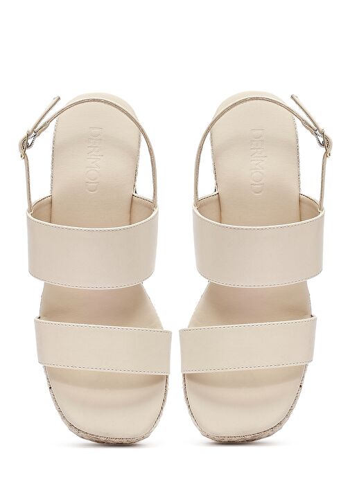 Kadın Bej Bilekten Tokalı Dolgu Topuklu Espadril Sandalet 25SFE482118 - Görsel 9