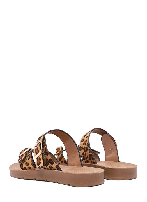 Kadın Leopar Desenli Parmak Arası Süet Terlik 25SFE460110 - Görsel 6