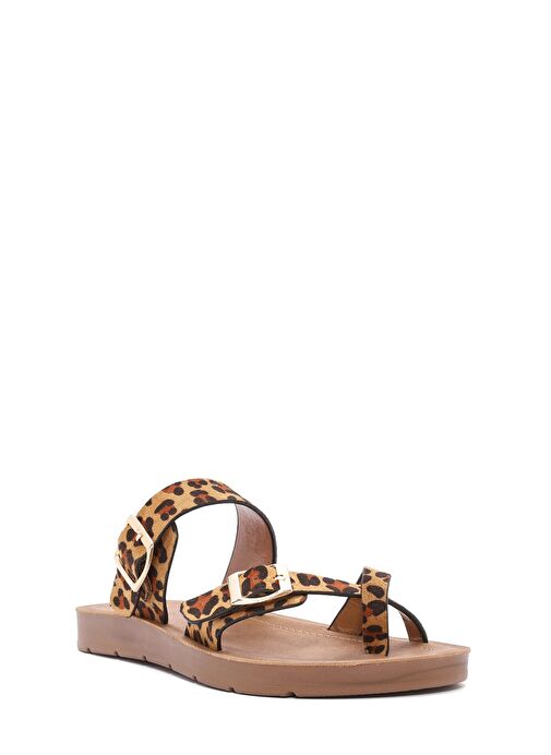 Kadın Leopar Desenli Parmak Arası Süet Terlik 25SFE460110 - Görsel 7