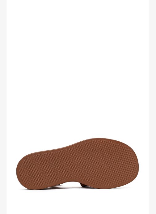 Kadın Taba Bilekten Tokalı Dolgu Topuklu Deri Sandalet 25SFD131518 - Görsel 6