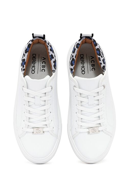 ACBC x Derimod Kadın Beyaz Bağcıklı Leopar Detaylı Sneaker 25SFD435014 - Görsel 8