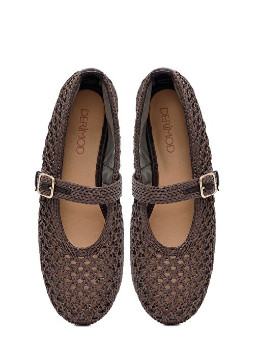 Kadın Kahverengi Hasır Babet 25SFD551029 - Görsel 8