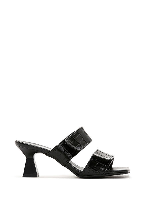 Kadın Siyah Kalın Topuklu Kroko Terlik 25SFE4000E3 - Görsel 2
