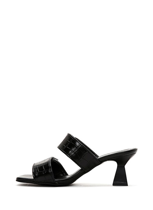 Kadın Siyah Kalın Topuklu Kroko Terlik 25SFE4000E3 - Görsel 5