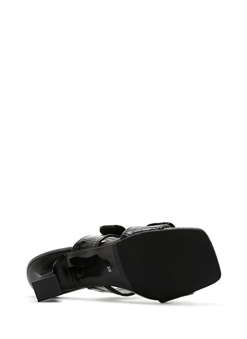 Kadın Siyah Kalın Topuklu Kroko Terlik 25SFE4000E3 - Görsel 6