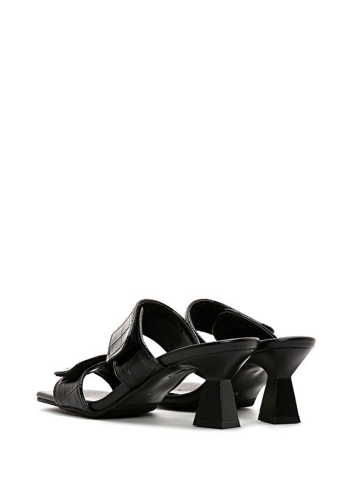 Kadın Siyah Kalın Topuklu Kroko Terlik 25SFE4000E3 - Görsel 7