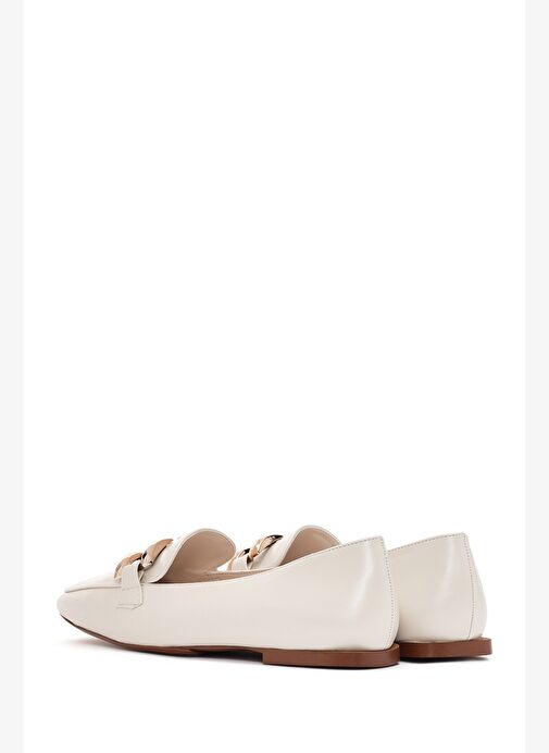 Kadın Beyaz Tokalı Maskülen Loafer 25SFE400418 - Görsel 2