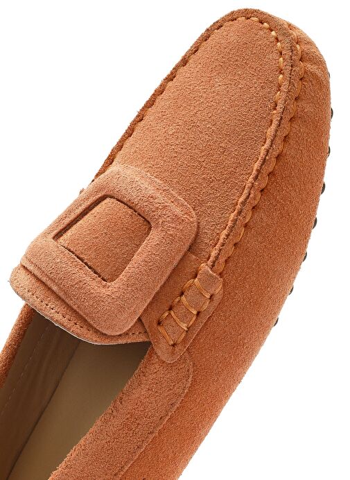 Kadın Turuncu Süet Deri Loafer 25SFD291010 - Görsel 9