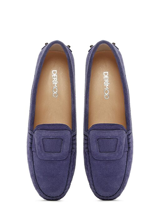 Kadın Lacivert Süet Deri Loafer 25SFD291010 - Görsel 8