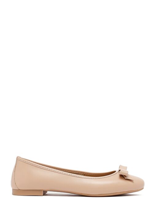 Kadın Bej Fiyonklu Deri Babet 25SFD291218 - Görsel 2