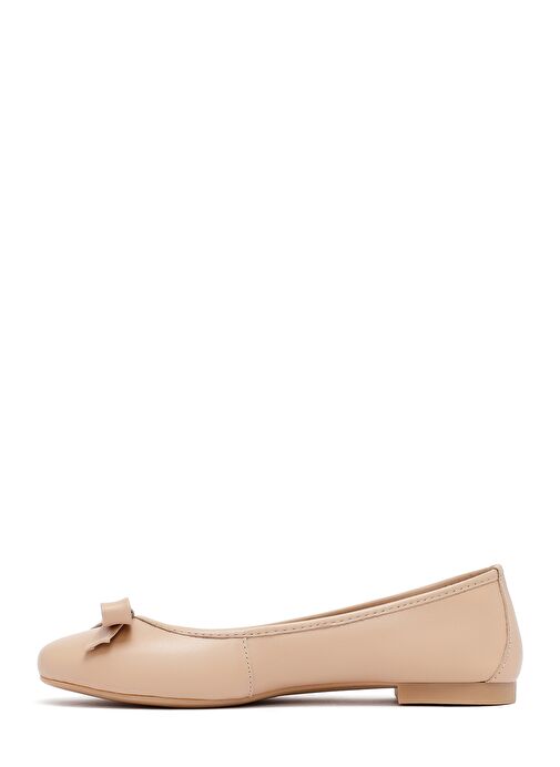 Kadın Bej Fiyonklu Deri Babet 25SFD291218 - Görsel 3