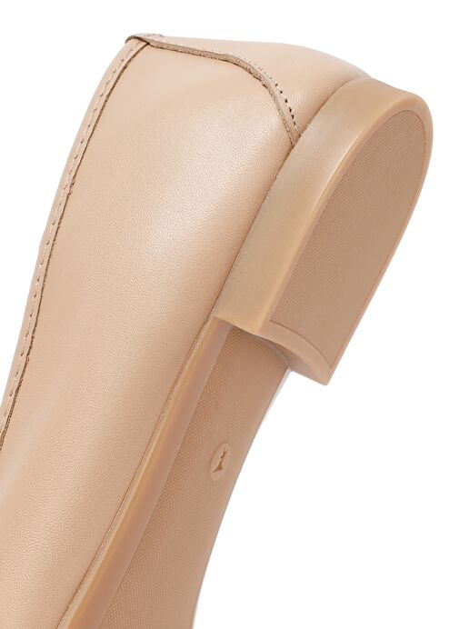 Kadın Bej Fiyonklu Deri Babet 25SFD291218 - Görsel 9