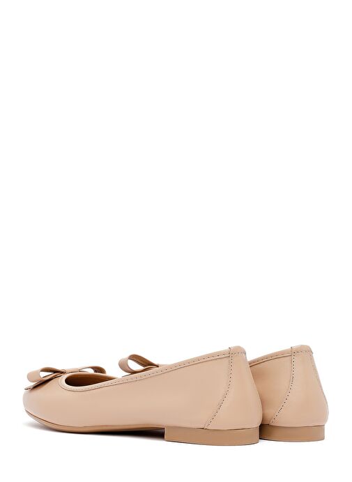 Kadın Bej Fiyonklu Deri Babet 25SFD291218 - Görsel 6