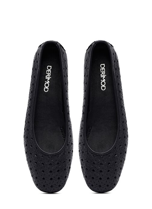 Derimod Derimod Kadın Siyah Desenli Deri Babet 25SFD291318 | Boyner Siyah - 8. görsel
