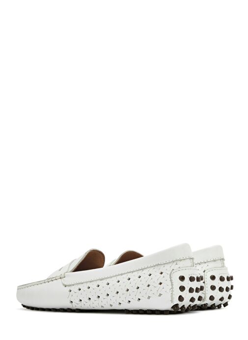 Kadın Beyaz Deri Loafer 25SFD291118 - Görsel 6