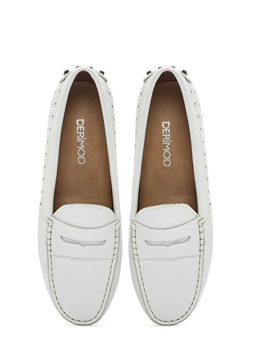 Kadın Beyaz Deri Loafer 25SFD291118 - Görsel 8