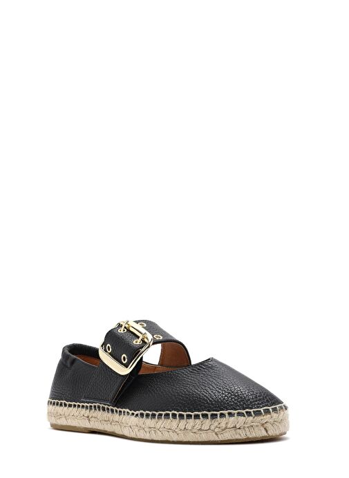 Kadın Siyah Tokalı Deri Espadril 25SFD4570FT - Görsel 7