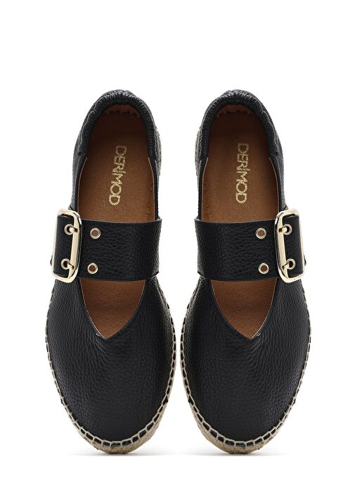 Kadın Siyah Tokalı Deri Espadril 25SFD4570FT - Görsel 8