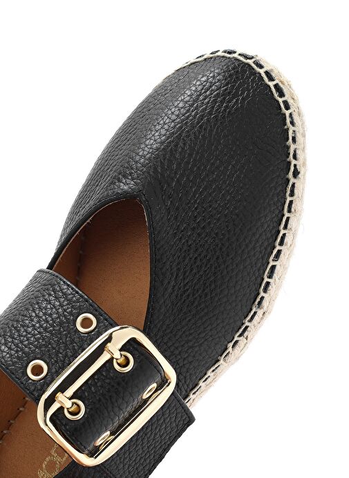 Kadın Siyah Tokalı Deri Espadril 25SFD4570FT - Görsel 9