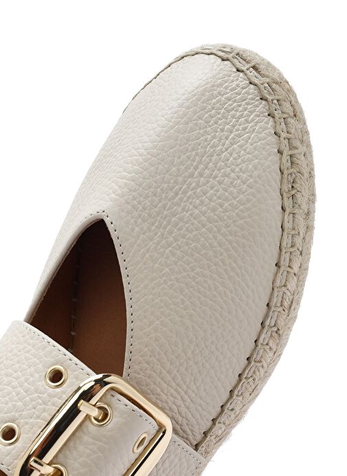 Kadın Krem Tokalı Deri Espadril 25SFD4570FT - Görsel 9