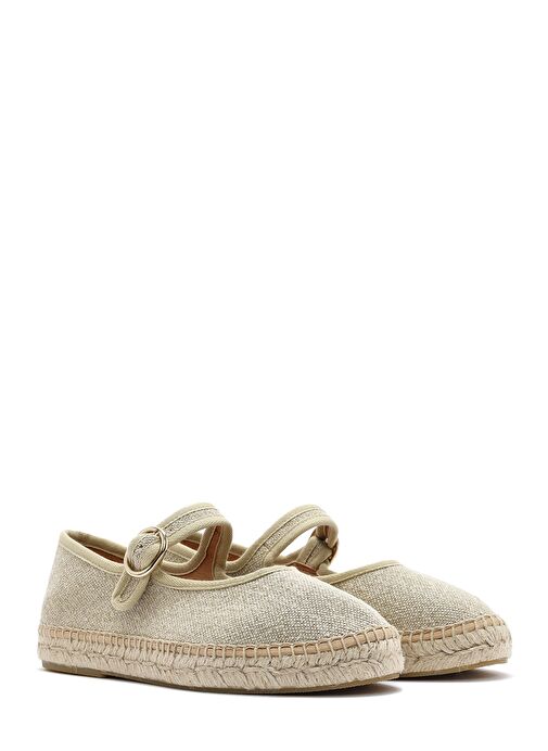 Kadın Krem Tokalı Kumaş Espadril 25SFD45716F - Görsel 4