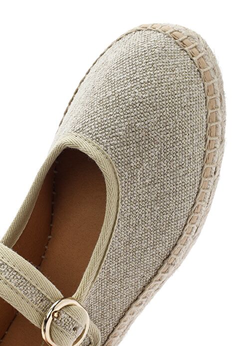 Kadın Krem Tokalı Kumaş Espadril 25SFD45716F - Görsel 9