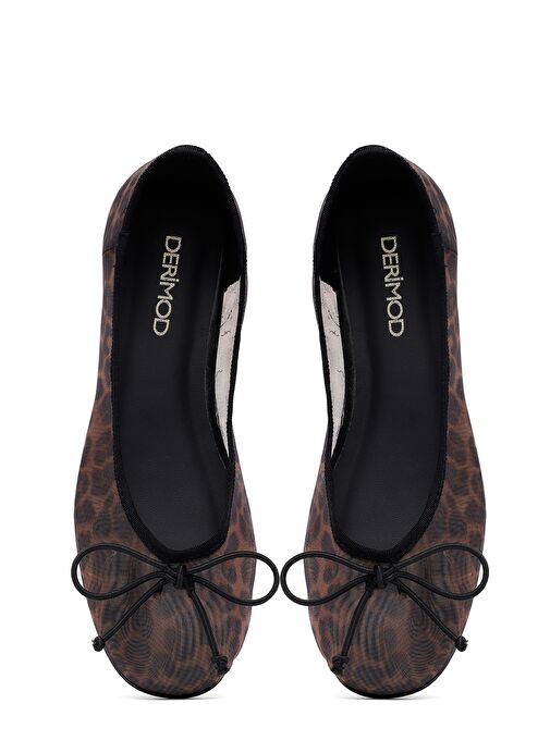 Kadın Leopar Fiyonklu Desenli Babet 25SFE40236F - Görsel 8