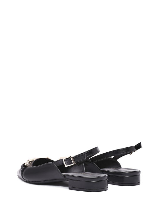 Kadın Siyah Aksesuarlı Arkası Açık Babet 25SFE402518 - Görsel 6