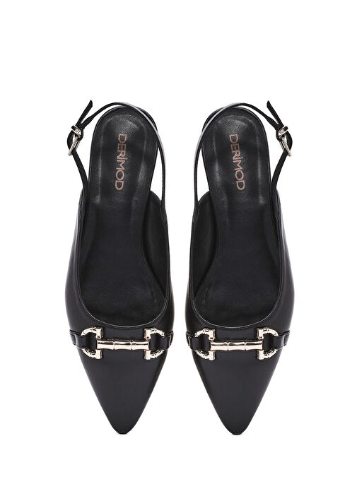 Kadın Siyah Aksesuarlı Arkası Açık Babet 25SFE402518 - Görsel 8