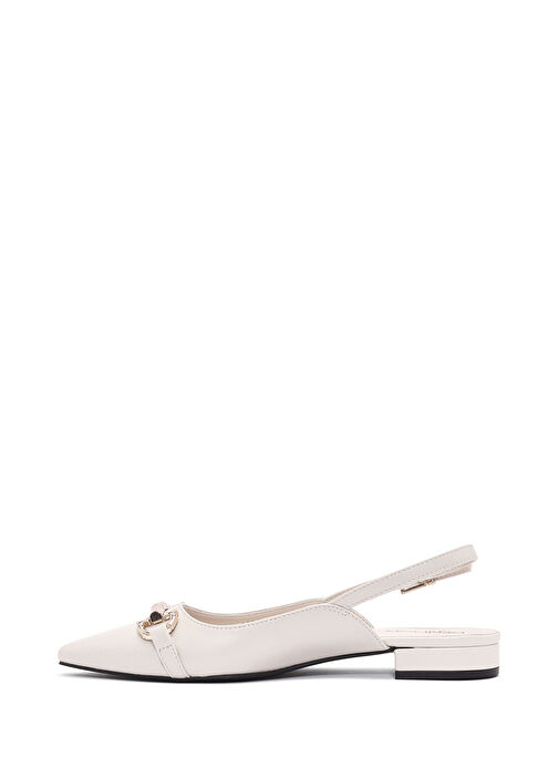 Kadın Krem Aksesuarlı Arkası Açık Babet 25SFE402518 - Görsel 3