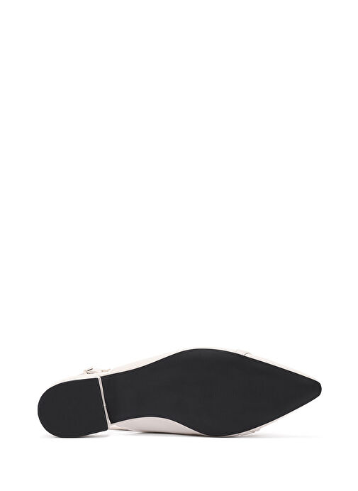 Kadın Krem Aksesuarlı Arkası Açık Babet 25SFE402518 - Görsel 5