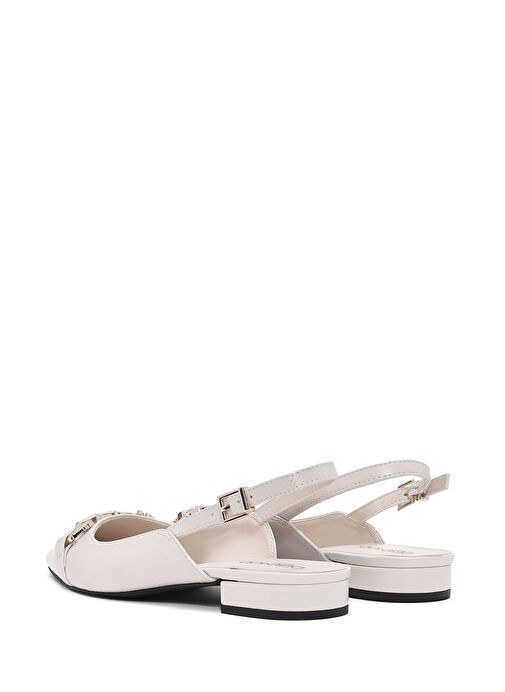 Kadın Krem Aksesuarlı Arkası Açık Babet 25SFE402518 - Görsel 6