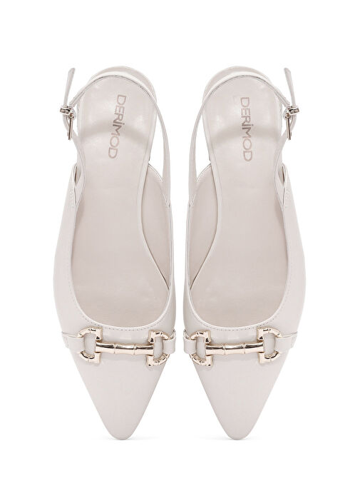 Kadın Krem Aksesuarlı Arkası Açık Babet 25SFE402518 - Görsel 8