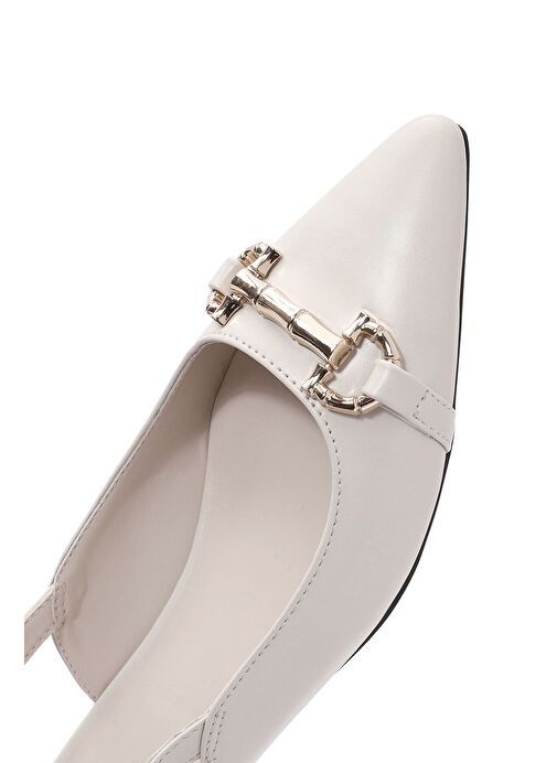 Kadın Krem Aksesuarlı Arkası Açık Babet 25SFE402518 - Görsel 9