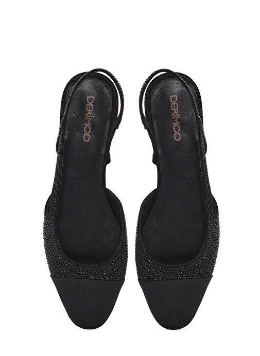 Derimod Derimod Kadın Siyah Arkası Açık Taşlı Babet 25SFE402614 | Boyner Siyah - 8. görsel