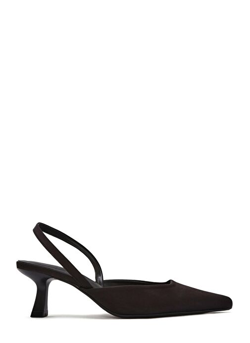 Kadın Siyah Arkası Açık Kısa İnce Topuklu Ayakkabı 25SFE40296F - Görsel 2