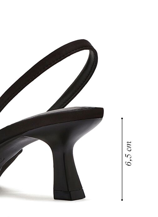 Kadın Siyah Arkası Açık Kısa İnce Topuklu Ayakkabı 25SFE40296F - Görsel 3